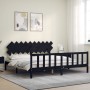 Bed frame with black solid wood headboard 200x200 cm by vidaXL, Beds and slatted bases - Ref: Foro24-3193490, Price: 203,84 €...