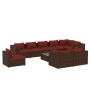 Set muebles de jardín 10 pzas y cojines ratán sintético marrón de vidaXL, Conjuntos de jardín - Ref: Foro24-3102635, Precio: ...