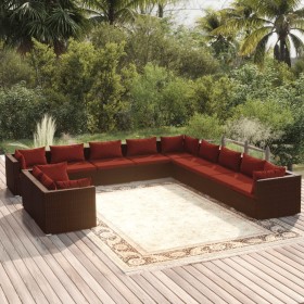 Garden furniture set 11 pieces brown synthetic rattan cushions by vidaXL, Garden sets - Ref: Foro24-3102531, Price: 967,99 €,...