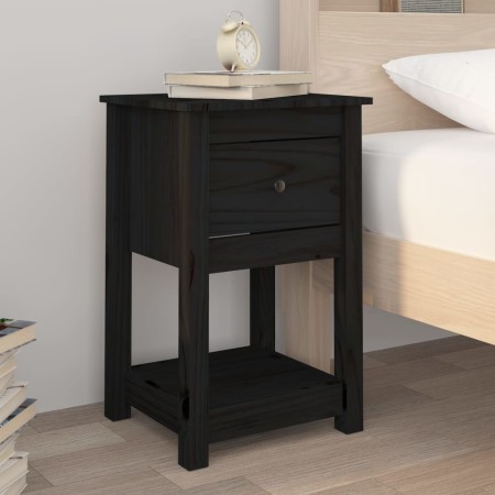 Mesita de noche madera maciza de pino negro 40x35x61,5 cm de vidaXL, Taquillas y armarios de almacenamiento - Ref: Foro24-821...