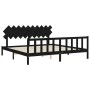 Bed frame with black solid wood headboard 200x200 cm by vidaXL, Beds and slatted bases - Ref: Foro24-3193490, Price: 203,84 €...