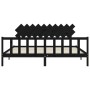 Bed frame with black solid wood headboard 200x200 cm by vidaXL, Beds and slatted bases - Ref: Foro24-3193490, Price: 203,84 €...