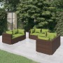 6-teiliges Gartenmöbel-Set und braune synthetische Rattankissen von vidaXL, Gartensets - Ref: Foro24-3102300, Preis: 526,33 €...