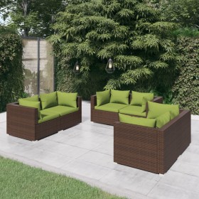 6-piece garden furniture set and brown synthetic rattan cushions by vidaXL, Garden sets - Ref: Foro24-3102300, Price: 526,33 ...