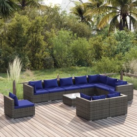 11-teiliges Gartenmöbel-Set und graue synthetische Rattankissen von vidaXL, Gartensets - Ref: Foro24-3102670, Preis: 752,99 €...