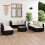 Set de muebles de jardín 7 pzas y cojines ratán sintético negro de vidaXL, Conjuntos de jardín - Ref: Foro24-3102223, Precio:...