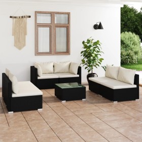 Gartenmöbelset 7-tlg. und Kissen Kunststoff Rattan schwarz von vidaXL, Gartensets - Ref: Foro24-3102223, Preis: 624,89 €, Rab...