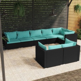 8-teiliges Gartenmöbel-Set und schwarze synthetische Rattankissen von vidaXL, Gartensets - Ref: Foro24-3102481, Preis: 803,75...