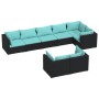 Set de muebles de jardín 8 pzas y cojines ratán sintético negro de vidaXL, Conjuntos de jardín - Ref: Foro24-3102481, Precio:...