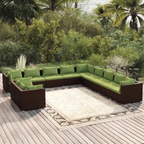 Gartenmöbel-Set, 11-teilig, braune Kissen aus synthetischem Rattan von vidaXL, Gartensets - Ref: Foro24-3102532, Preis: 982,9...