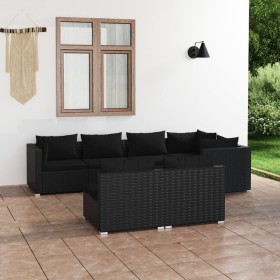 7-teiliges Gartenmöbel-Set und schwarze synthetische Rattankissen von vidaXL, Gartensets - Ref: Foro24-3102384, Preis: 701,99...