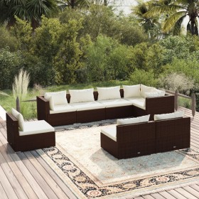 8-teilige Gartensofagarnitur und braune synthetische Rattankissen von vidaXL, Gartensets - Ref: Foro24-3102546, Preis: 713,99...