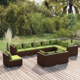 Garden furniture set 10 pieces and brown synthetic rattan cushions by vidaXL, Garden sets - Ref: Foro24-3102660, Price: 914,9...