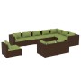 Garden furniture set 10 pieces and brown synthetic rattan cushions by vidaXL, Garden sets - Ref: Foro24-3102660, Price: 1,00 ...