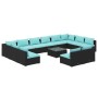 Set de muebles de jardín 13 pzas cojines ratán sintético negro de vidaXL, Conjuntos de jardín - Ref: Foro24-3102145, Precio: ...