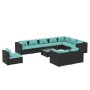 Set de muebles de jardín 11 pzs y cojines ratán sintético negro de vidaXL, Conjuntos de jardín - Ref: Foro24-3102665, Precio:...