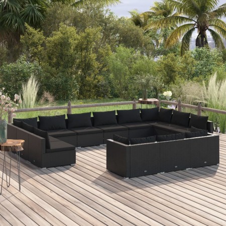 Gartenmöbel-Set 13 Stück synthetische Rattan-Kissen schwarz von vidaXL, Gartensets - Ref: Foro24-3102104, Preis: 1,00 €, Raba...