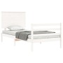 White solid wood bed frame with headboard 100x200 cm by vidaXL, Beds and slatted bases - Ref: Foro24-3195212, Price: 123,99 €...