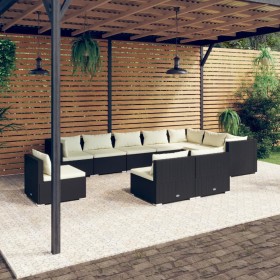 Gartenmöbel-Set 10-teilig und schwarze synthetische Rattankissen von vidaXL, Gartensets - Ref: Foro24-3102591, Preis: 991,01 ...