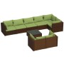 Set muebles de jardín 9 piezas y cojines ratán sintético marrón de vidaXL, Conjuntos de jardín - Ref: Foro24-3102492, Precio:...