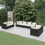 Set de muebles de jardín 8 pzas y cojines ratán sintético negro de vidaXL, Conjuntos de jardín - Ref: Foro24-3102279, Precio:...