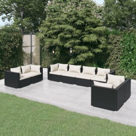 8-teiliges Gartenmöbel-Set und schwarze synthetische Rattankissen von vidaXL, Gartensets - Ref: Foro24-3102279, Preis: 704,99...