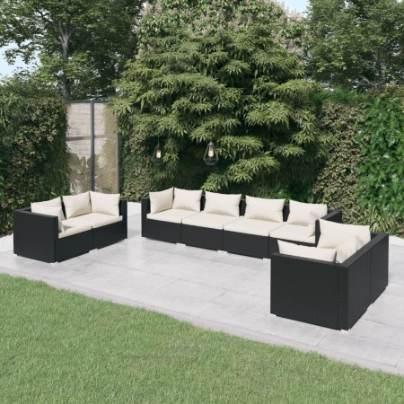 8-teiliges Gartenmöbel-Set und schwarze synthetische Rattankissen von vidaXL, Gartensets - Ref: Foro24-3102279, Preis: 895,48...