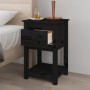 Mesita de noche madera maciza de pino negro 40x35x61,5 cm de vidaXL, Taquillas y armarios de almacenamiento - Ref: Foro24-821...