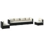 Set de muebles de jardín 6 pzas y cojines ratán sintético negro de vidaXL, Conjuntos de jardín - Ref: Foro24-3102199, Precio:...