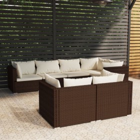 7-teiliges Gartenmöbel-Set und braune synthetische Rattankissen von vidaXL, Gartensets - Ref: Foro24-3102474, Preis: 523,18 €...