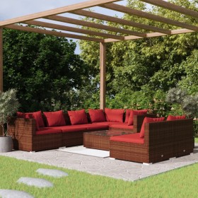 Gartensofa 8 Stück und Kissen aus braunem synthetischem Rattan von vidaXL, Gartensets - Ref: Foro24-3102395, Preis: 729,99 €,...