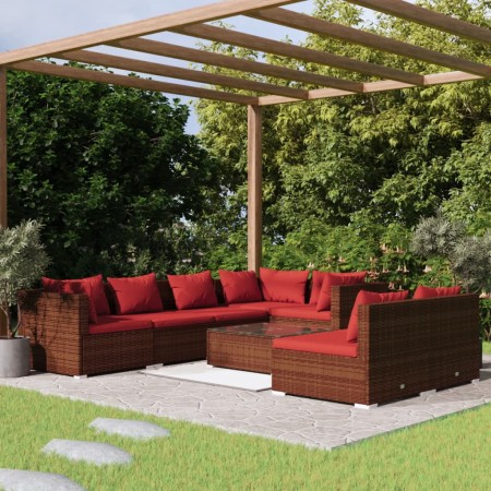 Set of 8-piece garden sofas and brown synthetic rattan cushions by vidaXL, Garden sets - Ref: Foro24-3102395, Price: 727,73 €...