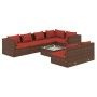 Gartensofa 8 Stück und Kissen aus braunem synthetischem Rattan von vidaXL, Gartensets - Ref: Foro24-3102395, Preis: 727,73 €,...