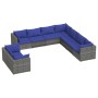 Set de muebles de jardín 9 pzas y cojines ratán sintético gris de vidaXL, Conjuntos de jardín - Ref: Foro24-3102502, Precio: ...