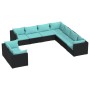 Set de muebles de jardín 9 pzas y cojines ratán sintético negro de vidaXL, Conjuntos de jardín - Ref: Foro24-3102497, Precio:...