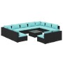 Set de muebles de jardín 12 pzas cojines ratán sintético negro de vidaXL, Conjuntos de jardín - Ref: Foro24-3102129, Precio: ...