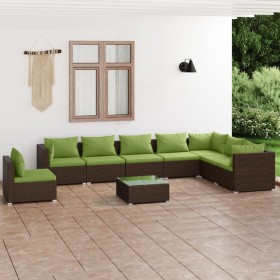 9-piece garden furniture set and brown synthetic rattan cushions by vidaXL, Garden sets - Ref: Foro24-3102380, Price: 788,18 ...