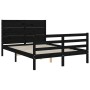 Bed frame with black solid wood headboard 140x190 cm by vidaXL, Beds and slatted bases - Ref: Foro24-3194620, Price: 168,99 €...