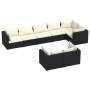 Set de muebles de jardín 8 pzas y cojines ratán sintético negro de vidaXL, Conjuntos de jardín - Ref: Foro24-3102479, Precio:...