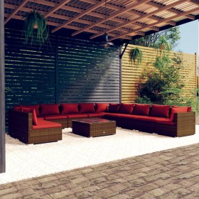 Garden furniture and cushions set 12 pieces brown synthetic rattan by vidaXL, Garden sets - Ref: Foro24-3102459, Price: 1,00 ...