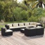 Garden furniture set 10 pieces and black synthetic rattan cushions by vidaXL, Garden sets - Ref: Foro24-3102631, Price: 866,5...