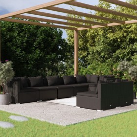 8-teiliges Gartenmöbel-Set und schwarze synthetische Rattankissen von vidaXL, Gartensets - Ref: Foro24-3102400, Preis: 763,99...