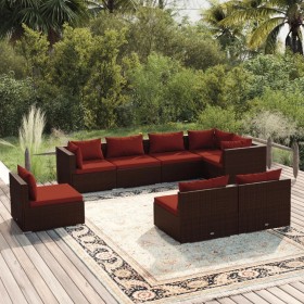 8-teilige Gartensofagarnitur und braune synthetische Rattankissen von vidaXL, Gartensets - Ref: Foro24-3102547, Preis: 734,99...