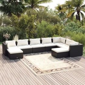 Gartenmöbelset 9-teilig und Kissen Kunststoff Rattan schwarz von vidaXL, Gartensets - Ref: Foro24-3102671, Preis: 866,13 €, R...