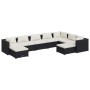 Set de muebles de jardín 9 pzas y cojines ratán sintético negro de vidaXL, Conjuntos de jardín - Ref: Foro24-3102671, Precio:...