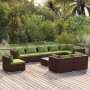 Set muebles de jardín 10 pzas y cojines ratán sintético marrón de vidaXL, Conjuntos de jardín - Ref: Foro24-3102636, Precio: ...