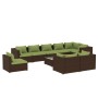 Set muebles de jardín 10 pzas y cojines ratán sintético marrón de vidaXL, Conjuntos de jardín - Ref: Foro24-3102636, Precio: ...