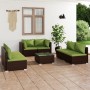 Set muebles de jardín 7 piezas y cojines ratán sintético marrón de vidaXL, Conjuntos de jardín - Ref: Foro24-3102228, Precio:...