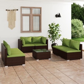 7-teiliges Gartenmöbel-Set und braune synthetische Rattankissen von vidaXL, Gartensets - Ref: Foro24-3102228, Preis: 668,99 €...