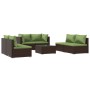 Set muebles de jardín 7 piezas y cojines ratán sintético marrón de vidaXL, Conjuntos de jardín - Ref: Foro24-3102228, Precio:...